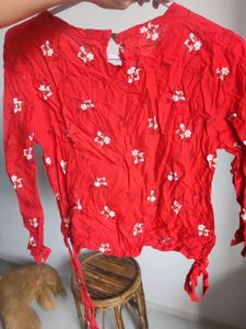 Red Floral Top