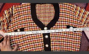 Retro Checkered Cropped Cardigan..