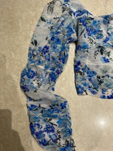 Blue Floral Sheer Top