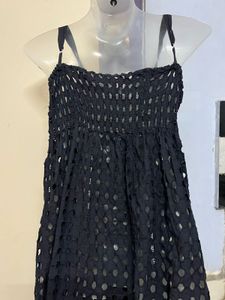 ZARA branded padded cute Black Eyelet Dress