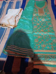 Elegant heavy Suit Sharara Dupatta Set