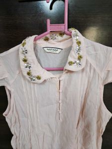 Cute Embroidered Collar Top with diamond 💎