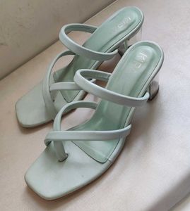 Clear Pastel Green Heels 💚