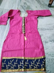 Pink Kurta with Ethnic Details