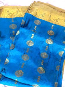 Saree Blue & Gold