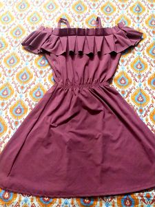 Burgundy Off-Shoulder Dress