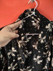 Vintage Black Bow Print Shirt