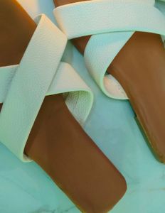 Cream Cross Strap Sandals