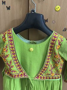 Lime Green Embroidered Dress