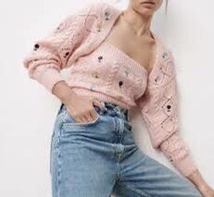Floral Embroidered Knit Cardigan