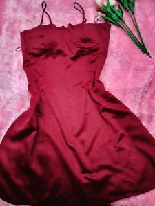 Red Satin Slip Dress