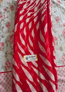 Elegant Red &amp; White Saree