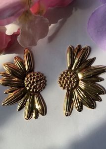 Golden Sunflower Statement Earrings