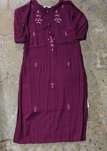 Purple Embroidery Kurti
