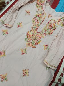 Light Pink Chickeankari Kurti