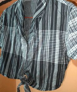 NITYA Striped Tie-Front Top