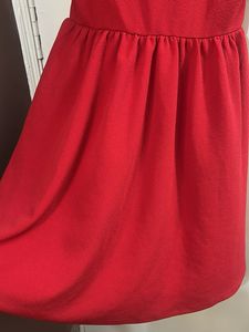 Chic Red Square Neck Short Sleeve Dress