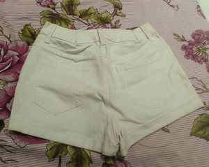White Denim High-Waisted Shorts