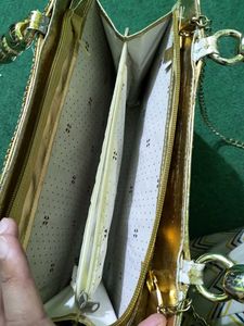 Combo Classy Gold Clutch And Paruse, Slingbag