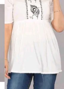 White Printed Top