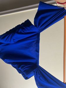Blue Ruched Crop Top