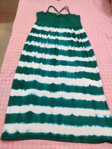 Green & White Striped Maxi Dress