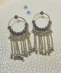 Silver Tone Floral Drop Earrings