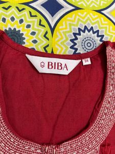 Biba Red Kurta Set