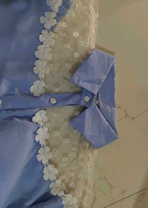 Blue Lace Shoulder Shirt Top