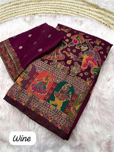 Pure Pashmina Rajwadi Saree