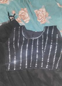 Black Embellished Dress Material
