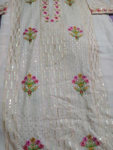 Embroidered Sequinn Kurta Plazo Dupatta Set