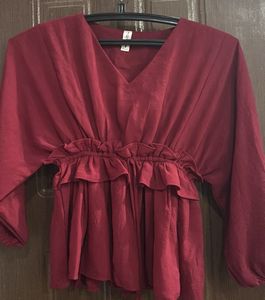 Maroon Snitched Waist Top