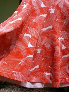 Brick Red &amp; White Geometric Print Skirt