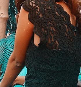 Black Textured Netted Top