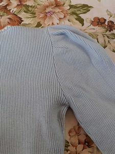 Blue Knit Crop Top