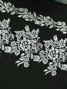 Black Tshirt With White Floral Work