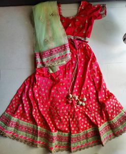 Fuschia pink gotta Patti Lehnga With Choli