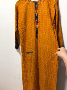 Mustard Kurta With Plaza Set