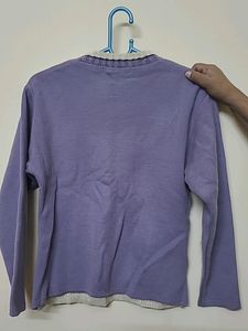 Cream And Lavender Color Shimmery Girls Sweater