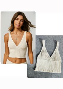 H&M White Ribbed Crop Top
