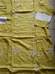 Yellow Embroidered Kurti Xxl
