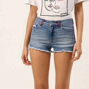 Denim Side Stripe Shorts
