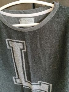 Grey Varsity Crop Top