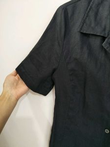 Navy Blue Linen Shirt