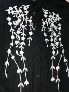 Black Embroidered Tunic Top