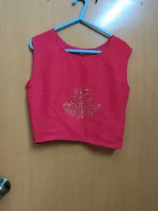 Pink  Sleeveless Blouse, Palazzo And Overcoat