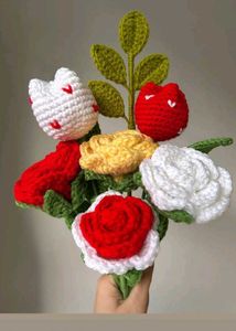 Crochet Tulip And Rose Bouquet 🌷🌹🌹