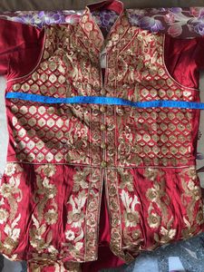 Elegant Cherry Red Gown Set with Dupatta