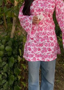 Pink Floral Print Top